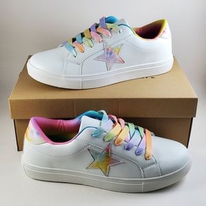 Portland Boot Company Women's White Rainbow Sneaker superstar